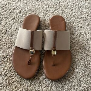Elegant Brown and Cream Women's Sandals